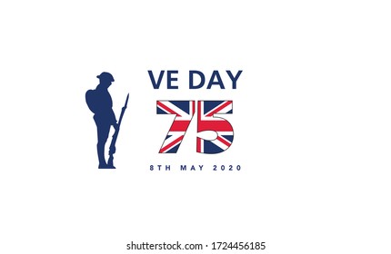 VE Day 75 Logo Victory In Europe Poster Design Vector