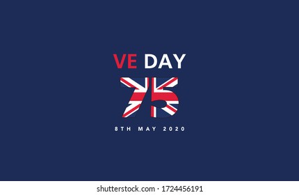 VE Day 75 Logo Victory In Europe Poster Design Vector