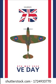 VE Day DDay Spitfire, Hurricane, Lancaster, Mosquito UK Vector Symbol Logo