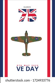 VE Day DDay Spitfire, Hurricane, Lancaster, Mosquito UK Vector Symbol Logo