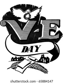 V-E Day - Victory In Europe - Retro Clipart