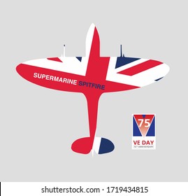 VE Day WW2 Anniversary 75th Logo Spitfire Lancaster Mosquito Hurricane