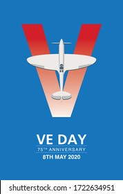 VE Day WW2 Anniversary 75th Logo Spitfire Lancaster Mosquito Hurricane