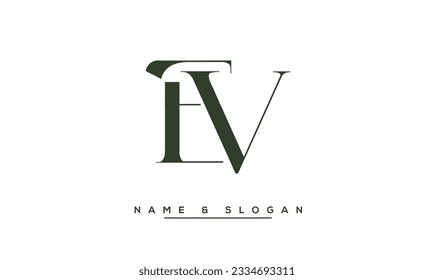 Monograma con el logotipo de las letras abstractas VE, EV