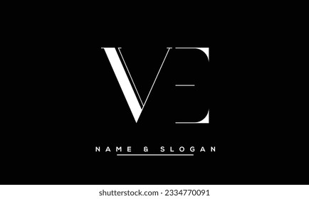Monograma con el logotipo de las letras abstractas VE, EV
