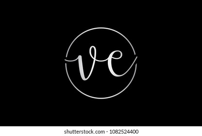 ve ev Circular Cursive Letter Initial Logo Design