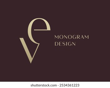 Design de ícone de logotipo de letra VE ou EV. Monograma de iniciais de luxo estilo clássico.