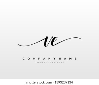 VE handwriting initial  logo vector