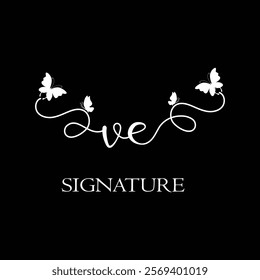 VE Handwritten initial letter, VE simple signature vector logo with butterfly shape variation, beauty, photography letter logo design. V E