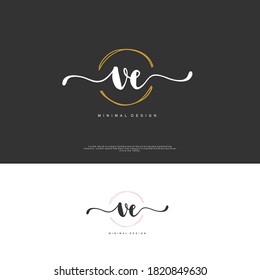 VE Escritura manual inicial o logotipo manuscrito para la identidad. Logo con firma y estilo dibujado a mano.