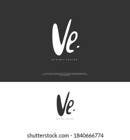 VE Initial handwriting or handwritten logo for identity. Logo with signature and hand drawn style.