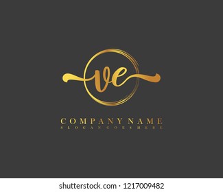 VE initial handwriting logo circle template vector