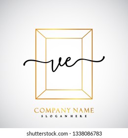 VE Initial Handwriting logo template vector