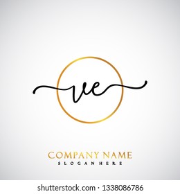 VE Initial Handwriting logo template vector