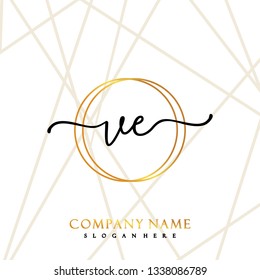 VE Initial Handwriting logo template vector