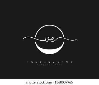 VE initial handwriting logo template vector