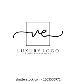 VE Initial handwriting logo template vector