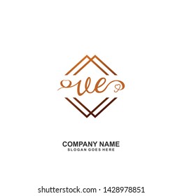 VE Initial handwriting logo vector