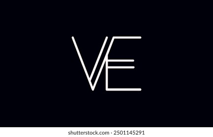 VE initial letter logo design. VE logo design vector in black background.