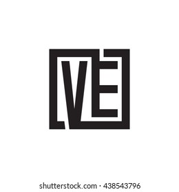 VE initial letters looping linked square monogram logo