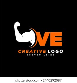 VE initial monogram for fitnes or gym logo with creative style design