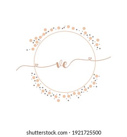 VE Initial monogram handwriting luxury illustration