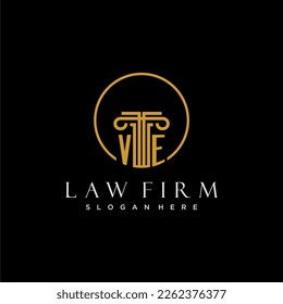 VE initial monogram for law firm with creative circle line