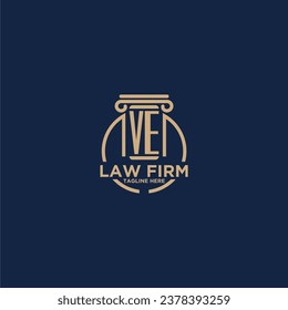 VE initial monogram for law firm with creative circle line