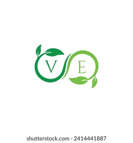 VE initial monogram letter for nature logo with leaf image design