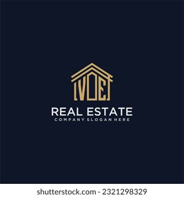 Logotipo inicial de monograma VE para diseño inmobiliario