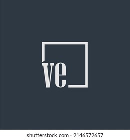 VE initial monogram logo with rectangle style dsign