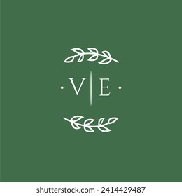 VE initial monogram wedding with creative design