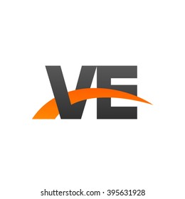 VE initial overlapping swoosh letter logo black orange