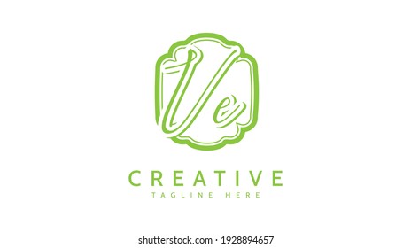 VE Initials, handwriting logo vector