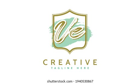Iniciales VE, vector de logotipo de escritura a mano