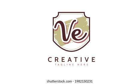 VE Initials, handwriting logo vector