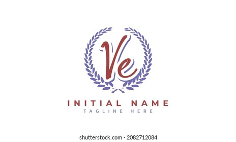 Ve Initials, handwriting logo vector