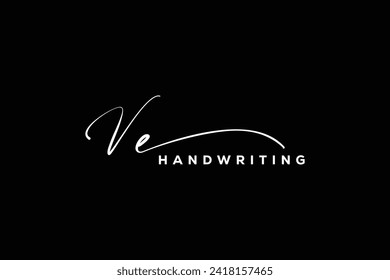 Logotipo de firma de escritura a mano de las iniciales VE. VE Hand dibujó el Vector de letras de caligrafía. VE carta inmobiliaria, belleza, diseño del logo de la carta fotográfica.