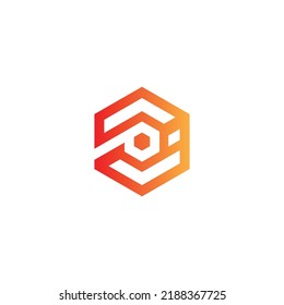VE initials hexagon logo icon technology illustration