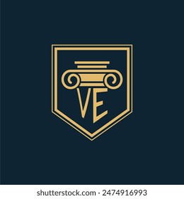 VE Initials Law Firm Logo Lawyer logo with creative law element