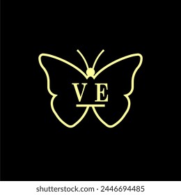 VE Initials Luxury Butterfly logo Vector illustration