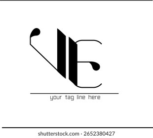 Letra VE Caligrafia Logo - Elegante V e E Monograma Intertravado