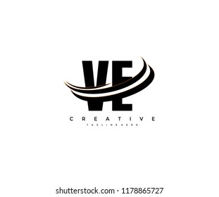 VE Letter Creative Modern Monogram Elegant Three Swoosh Logo