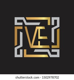 VE Letter logo initial capital monogram with abstract ornament