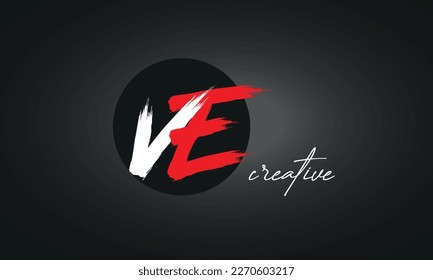 VE Letters Brush Paint Logo icon, Elegant Vector Design