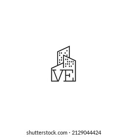 VE line concept logo in high quality professional design that will be best for companies related to real estate
