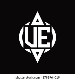 VE Logo with circle rounded combine triangle top and bottom side design template