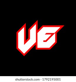 VE logo design, initial VE letter design with sci-fi style. VE logo for game, esport, Technology, Digital, Community or Business. V E sport modern Italic alphabet font. Typography urban style fonts.