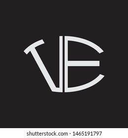 VE Logo letter oval monogram design template with black and white colors