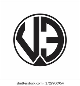 VE Logo monogram circle with piece ribbon style on white background